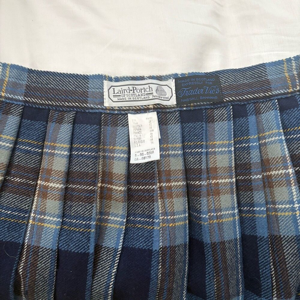 Laird-Portch Of Scotland Women's Kilt Skirt 14 100% New Wool Pleats Blues Midi - Picture 11 of 13